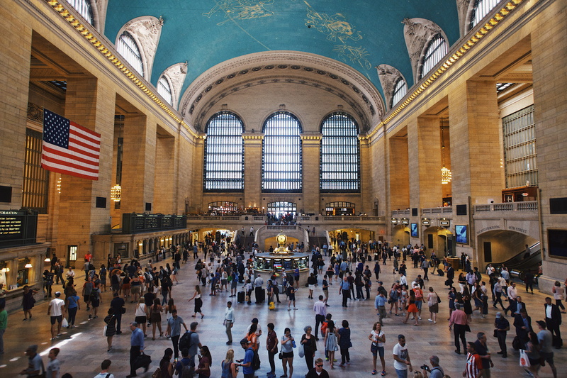 inside, commuter, 4K, arch, architectural column, grand central station, real people, building, train, men, new york, central, built structure, interior