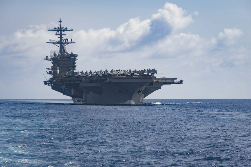 nature, Warships, Warship, sky, ship, cloud - sky, no people, sea, nautical vessel, 1080P, day, industry, Aircraft Carrier, offshore platform, USS Theodore Roosevelt (CVN-71)