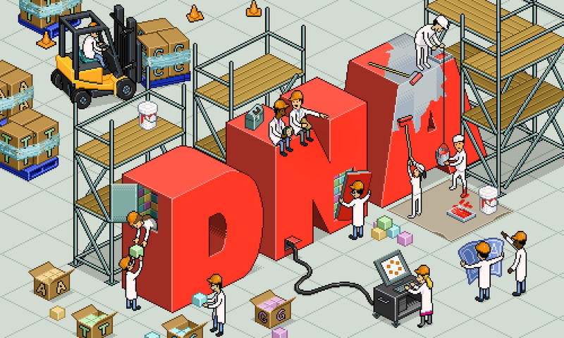 Pixel Art, 3d, Workers, Painters, men, Pixels, Scaffolding, Forklifts, science, DNA, Construction Site, 1080P, Boxes