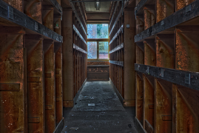 in a row, old building, atmosphere, abandoned, near, wood, diminishing perspective, transience, lost places, decline, neglected, architecture, lapsed, glass