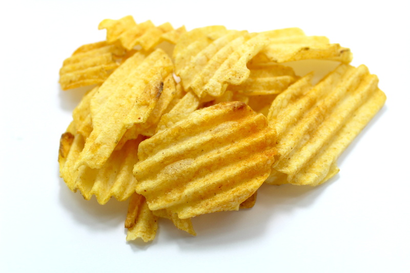 tasty, unhealthy, calorie, potato chip, edible, salt, closeup, white background, delicious, fried, chips, french fries, ready-to-eat, consume, nourishment