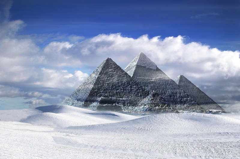 clouds, nature, cold temperature, travel destinations, gizeh, creative, building exterior, three, egypt, surreal, the past, air, travel, architecture, sky