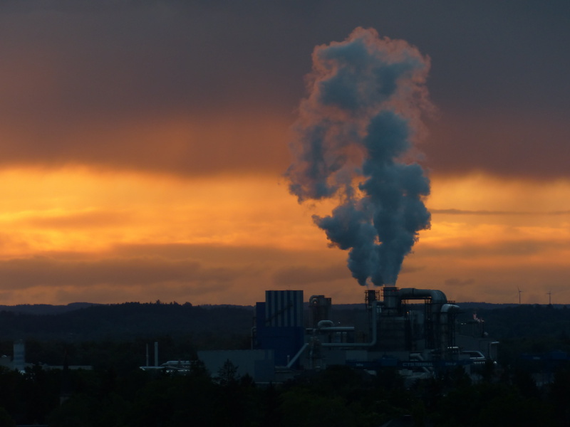 chemical, industrial plant, surrounded, pollution, factory, emitting, industry, fumes, cloud - sky, no people, environmental issues, sunset, architecture