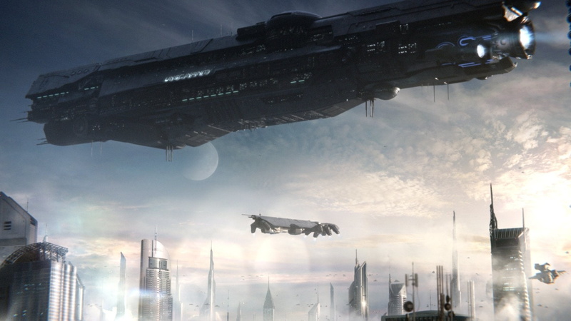 spaceship, UNSC Infinity, Pelican (Halo), Halo, video games, UNSC, 1080P, Halo 5: Guardians, science fiction, futuristic city