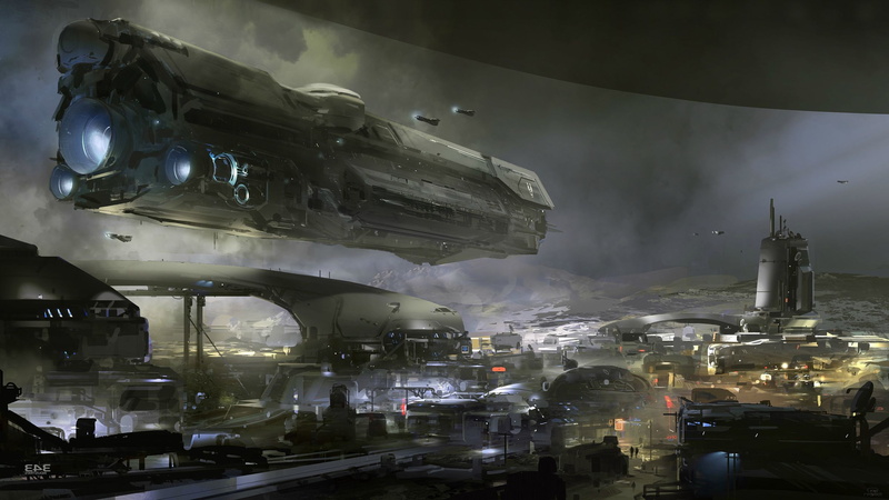 spaceship, UNSC Infinity, Halo, 2K, digital art