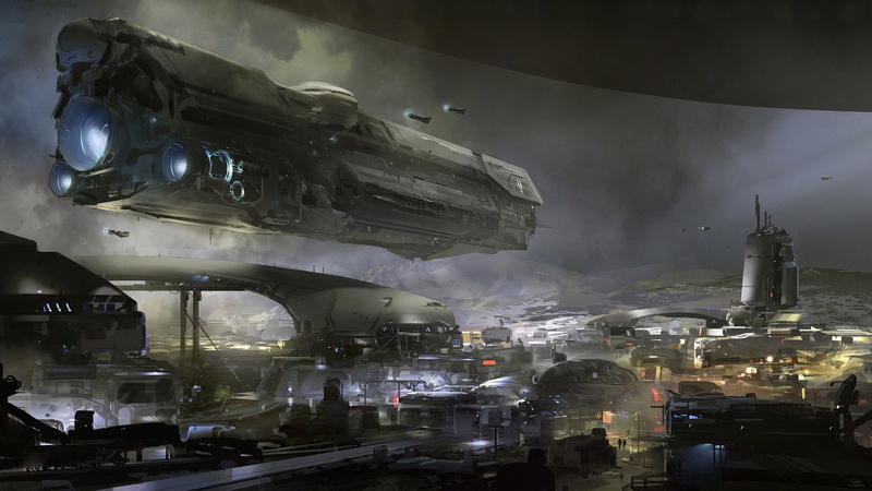 video games, 1080P, digital art, science fiction, Halo, UNSC Infinity, landscape, video game art, spaceship, futuristic city