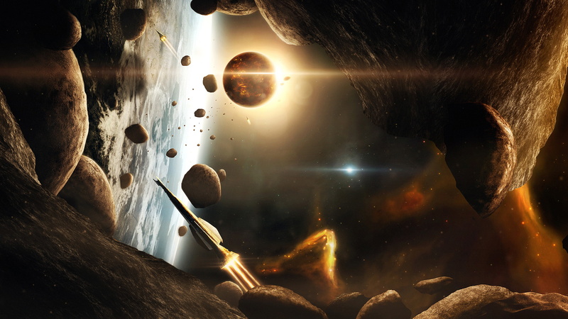 nature, night, CGI, rock, asteroid, sky, astronomy, 4K, architecture, rock - object, indoors, space, stars, water, solid, spaceship, scenics - nature