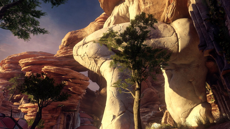 4K, non-urban scene, tree, low angle view, eroded, rock, travel, sky, rock - object, Halo 5: Guardians, Halo, science fiction, beauty in nature, landscape