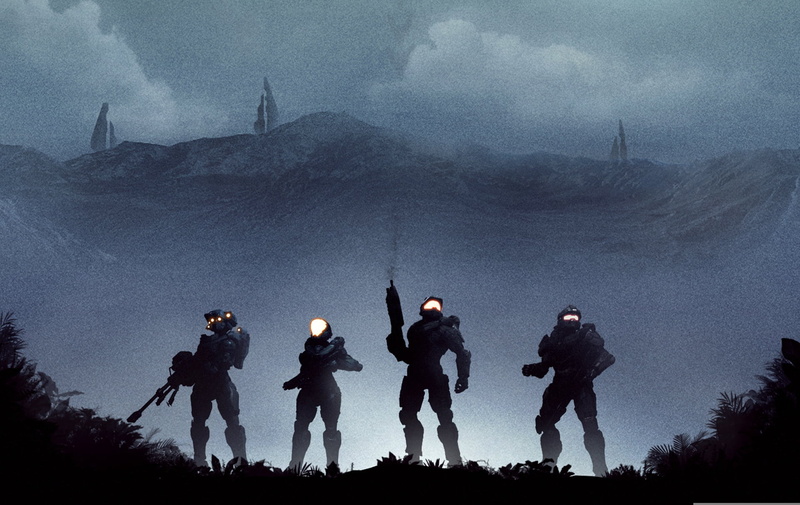 master chief, walking, fog, business person, Kelly-087, group of people, business, guardians, sky, communication, blue team, adult, mid adult, halo, 1080P