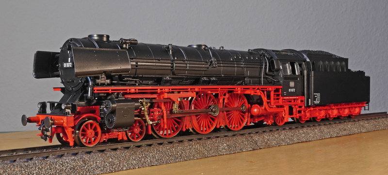 model, day, outdoors, black color, railway, high-performance boiler, grate, on the move, motion, model railway, steam train, three cylindrical, br01-10