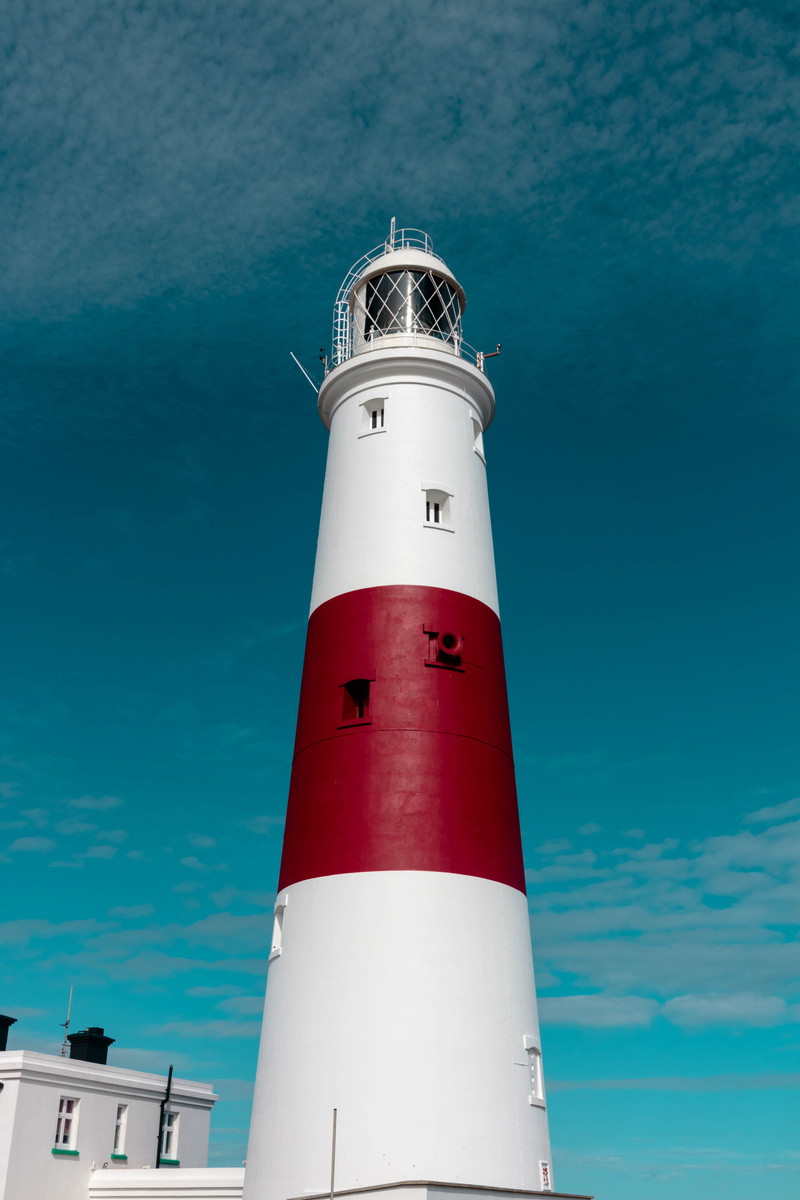 red, lighthouse, security, blue, protection, guidance, red and white, architectural, built structure, safety, nature, tower, outdoors, sky, direction, day