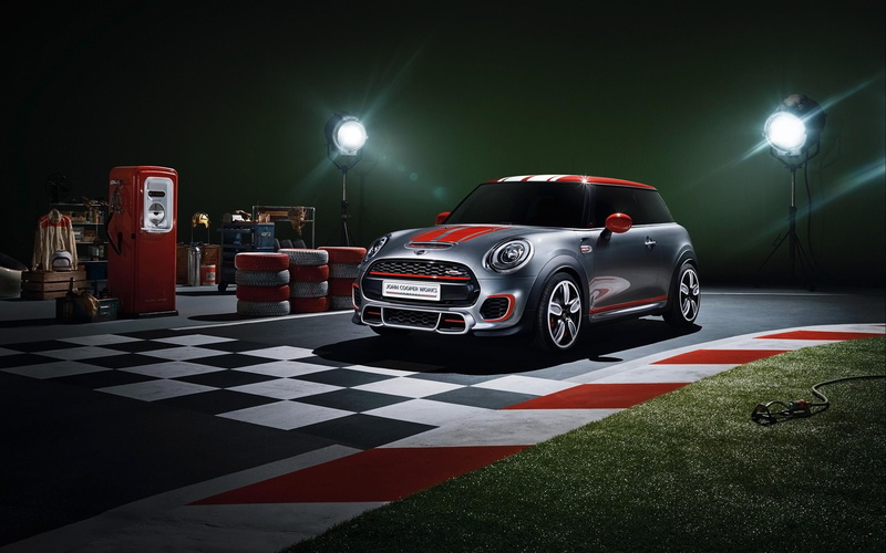 hatchback, 2014, mini, 2K, red, grey, john, cars, cooper, works, door