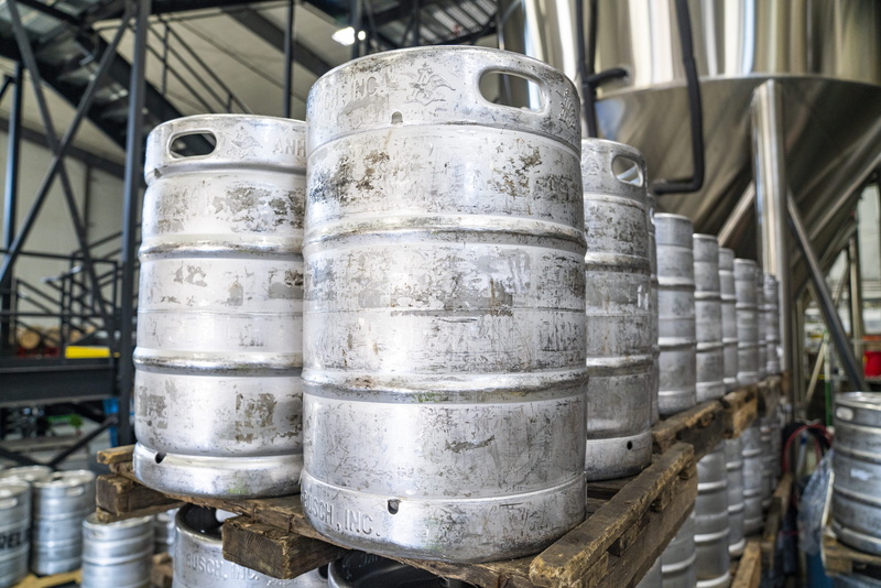 grey, inside, metal, 8K, barrel, storage, pallets, business, day, pile, factory, stack, food and drink, architecture, stock, industry, brewery, beer, warehouse