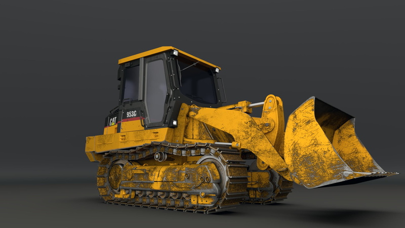 black color, weapon, 3D, still life, studio shot, machinery, excavator, side view, 1080P, industry, business, cut out, economy, no people, equipment, single object