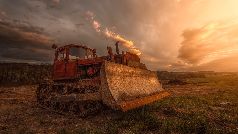 Dusk, Graders, Farmland, 1080P, Bulldozers, Equipment