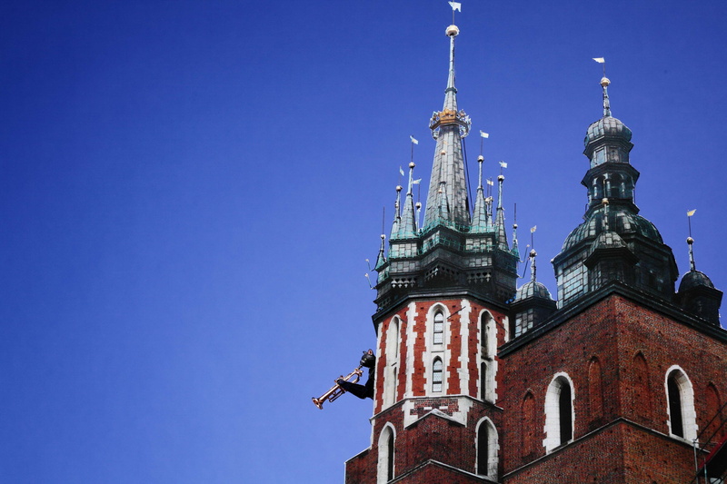 toy cat, clear sky, tower, ana, no people, st mary, spire, the past, travel destinations, mariacki, sky, figure, hejnal, happy birthday, government, belief