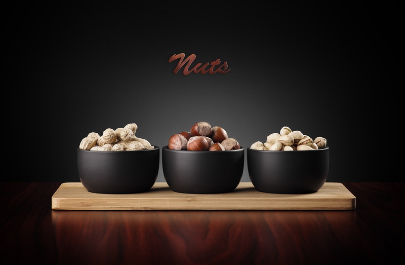 text, choice, still life, ingredient, indoors, bowl, studio shot, 1080P, nuts, variation, wellbeing, black background, table, wood - material, vegetable