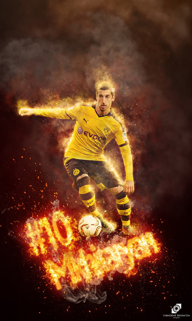 Borussia Dortmund, adult, full length, fire, heat - temperature, night, Bundesliga, males, mkhitaryan, fire - natural phenomenon, one person, footballers