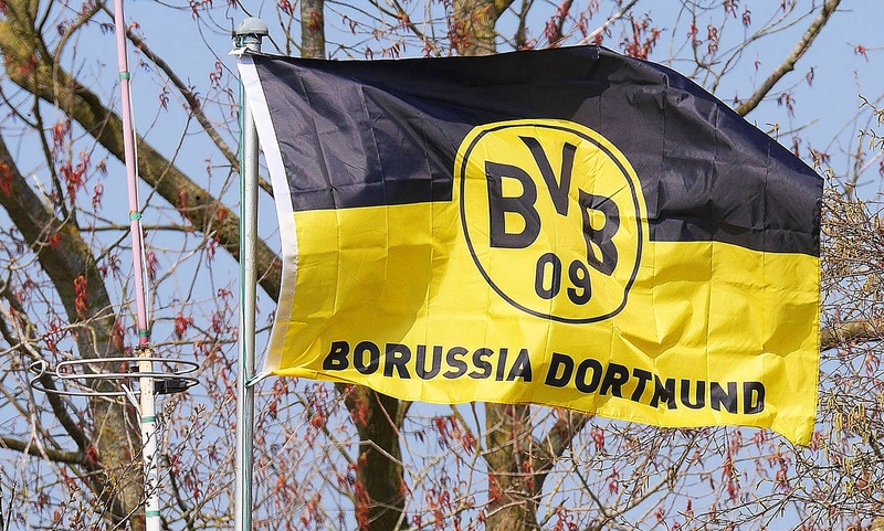 text, low angle view, yellow, fan, new, bvb, warning sign, westfalen, club flag, football fans, bare tree, 1080P, information sign, outdoors, communication