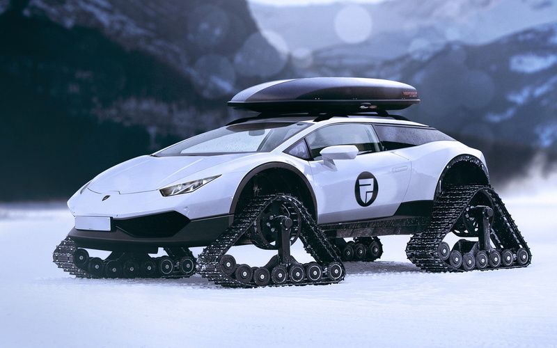 speed, motor vehicle, Lamborghini Huracan, transportation, Caterpillar, snow, sport, luxury, vehicle, no people, blizzard, cold temperature, white color