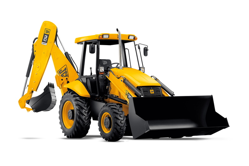 JCB, 3C 14FT, white background, backhoe loader, 4K