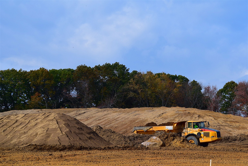 trees, machinery, environment, 4K, bulldozer, industry, dig, engineering, excavating, autumn, tree, soil, agriculture, sky, scoop, site, excavate, equipment