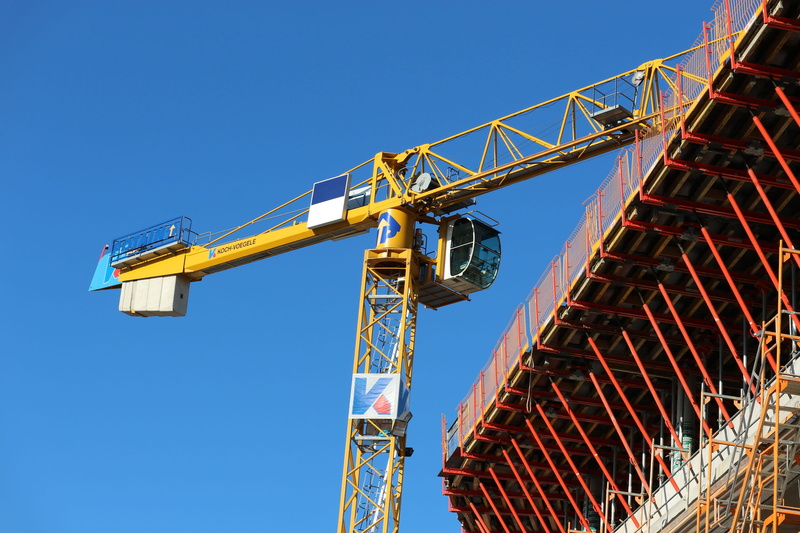 crane, boom, lastenarm, crane arm, construction work, clear sky, technology, sunny, built structure, blue, no people, cabin, outdoors, metal, 5K, construction industry