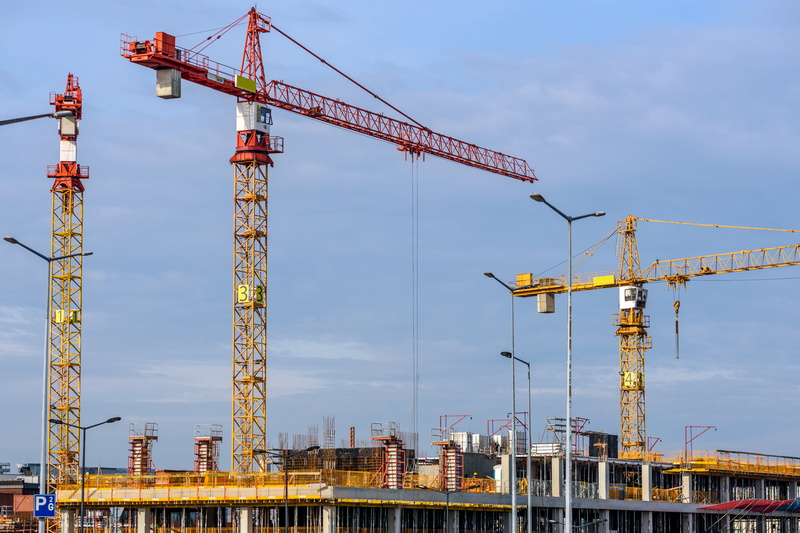 industry, cloud - sky, craned, metal, machinery, executor, apartment, reinforced concrete, architecture, construction industry, house, developer, cranes