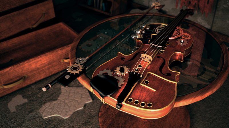 Music, steampunk, hearts, art, gears, px, hd, x, 1600x900 px, 720P, games, kingdom, violin, video