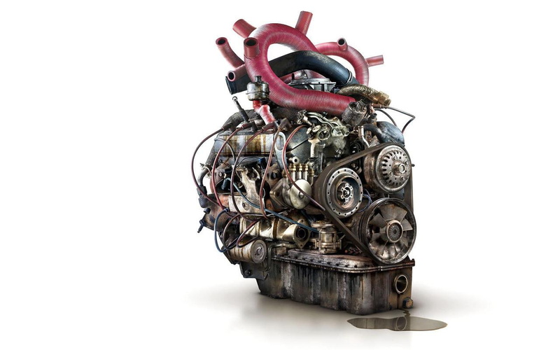 engine, car, 720P, red, black, cars, part, hd, heart