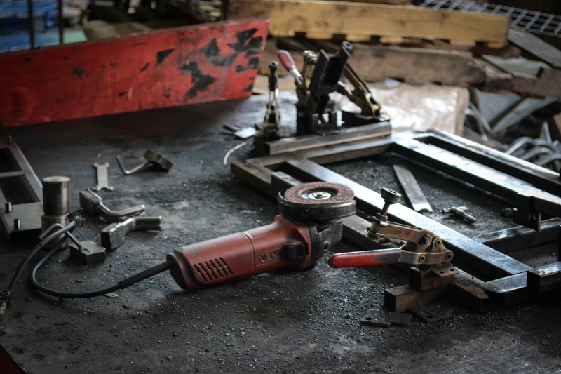 manufacturing, workshop, industry, still life, grinder, metal, equipment, workbench, obsolete, technology, work tool, machine part, messy, garage, machinery