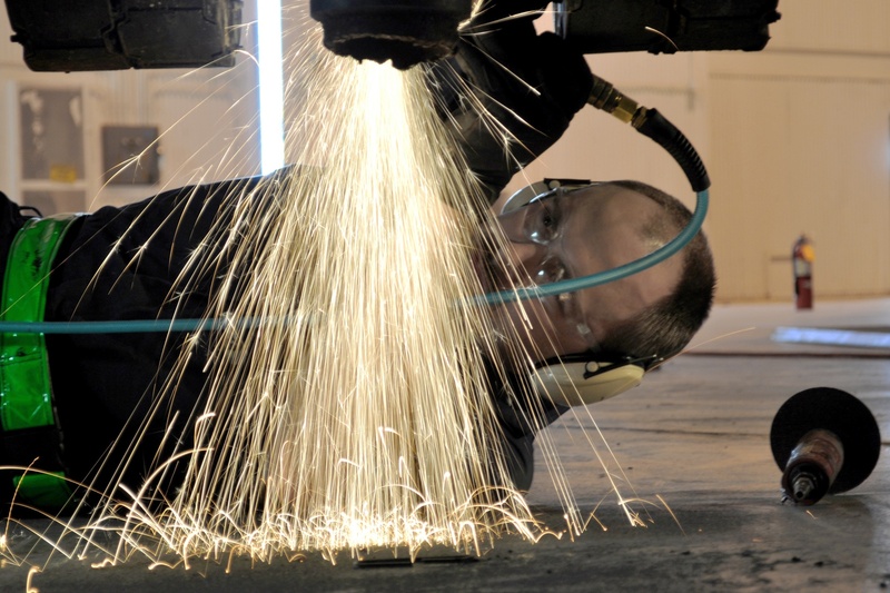 grinder, repairing, industry, welder, welding, tools, safety, photography, 1080P, machinery, working, occupation, factory, man, plane, one person, wearing