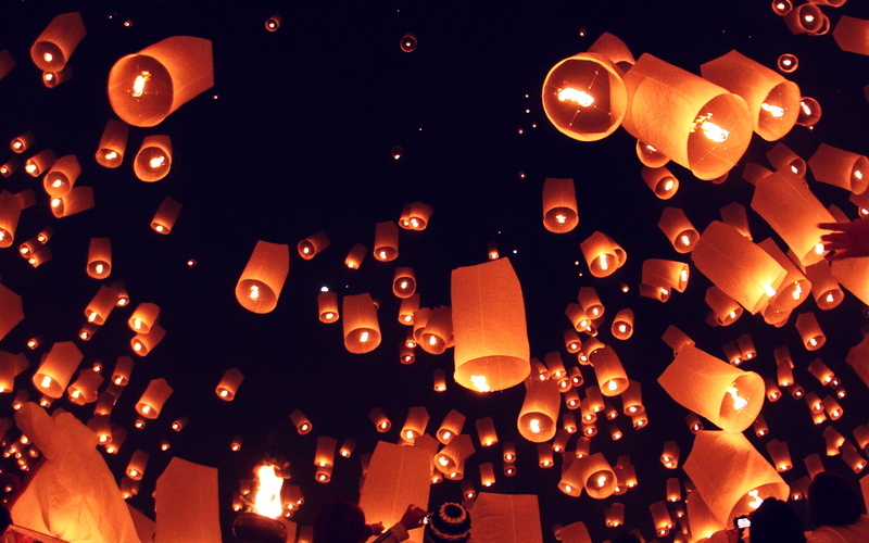 chinese lantern, electric lamp, indoors, low angle view, dark, hanging, after, traditional festival, illuminated, decoration, orange color, abundance, no people