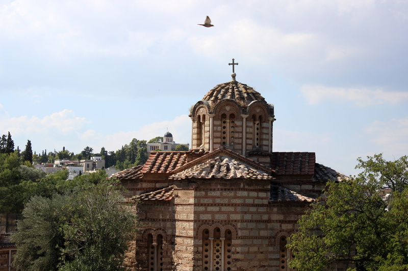 athena, city, dome, spire, nature, cloud - sky, orthodox, temple, cross, orthodoxy, building exterior, plate, place of worship, art, outdoors, byzantium