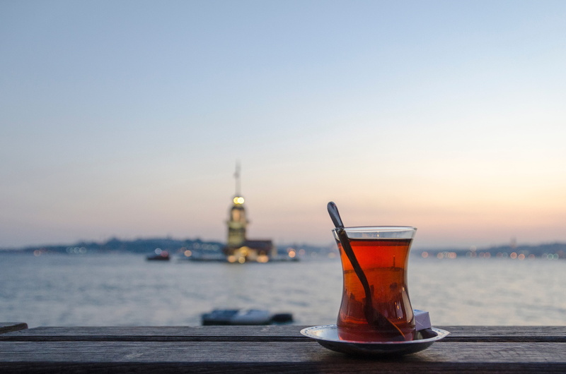 clear sky, outdoor, architecture, refreshment, sea, famous Place, outdoors, travel, sunset, istanbul, nature, water, food and drink, drink, Tea, nautical Vessel