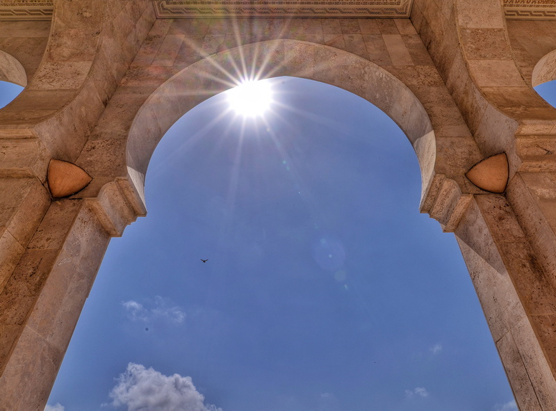 travel, no people, islam, temple, concrete, 4K, history, lens flare, ancient, stone material, daytime, day, building exterior, mosaic, nature, blue, old ruin