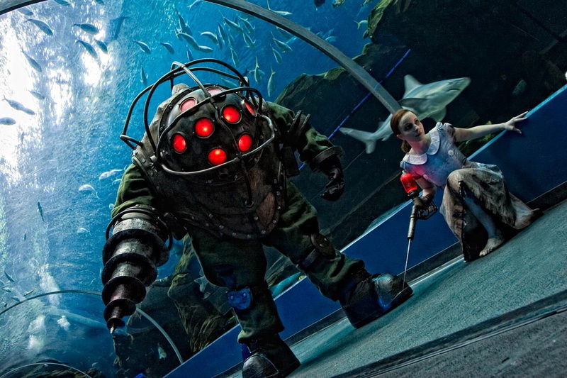 day, marine, 720P, animals in the wild, transportation, representation, Big Daddy, BioShock, animal wildlife, water, sunlight, outdoors, no people, human representation