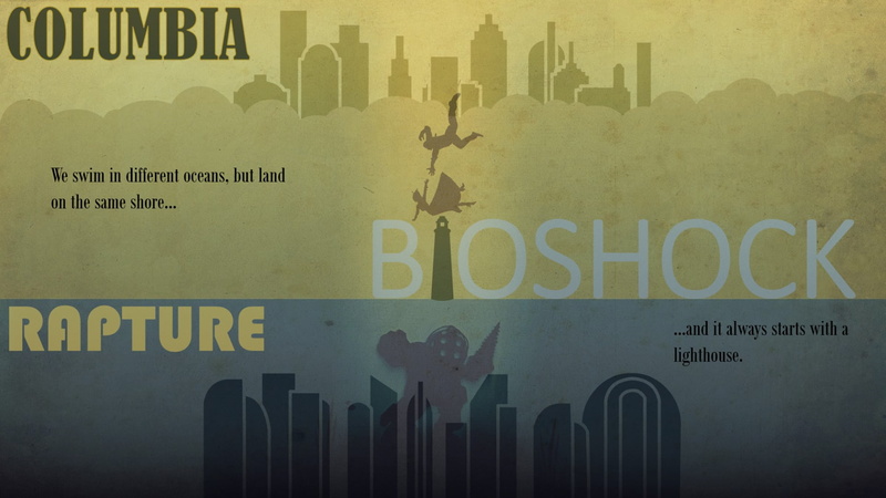 Booker DeWitt, Lighthouse, 1080P, Rapture (Bioshock), Columbia (Bioshock), Bioshock, Elizabeth (Bioshock Infinite), Big Daddy (BioShock)