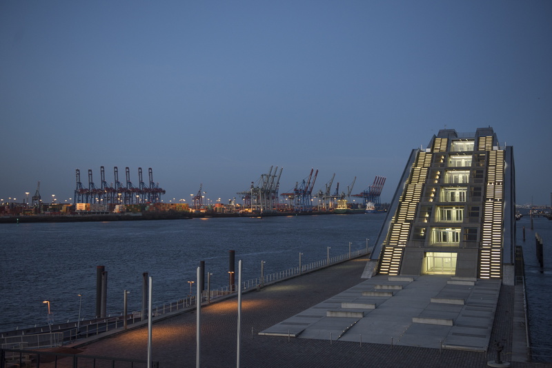 no people, building exterior, Port, transportation, harbor, sea, dusk, harbour cranes, illuminated, financial district, architecture, Dawn, Dockland, pier