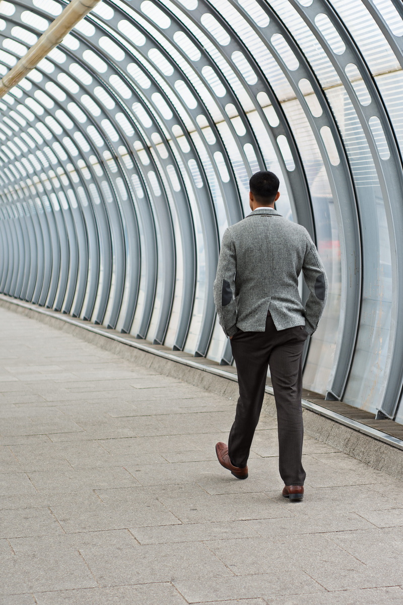 leather, men, footpath, walking, england, docklands, tube, suit, london, adult, hood - clothing, patches, real people, striding, man, built structure, one person