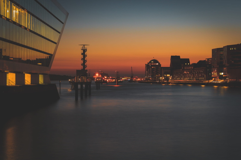 nature, river, photo, no people, city, architecture, body, reflection, boat, rise, 2K, landscape, lighted, cityscape, buildings, high, outdoors, sunset