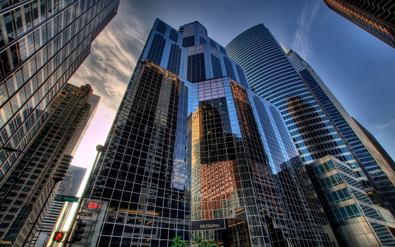 reflection, city, us, chicago, miror, 1080P, building, sua, usa