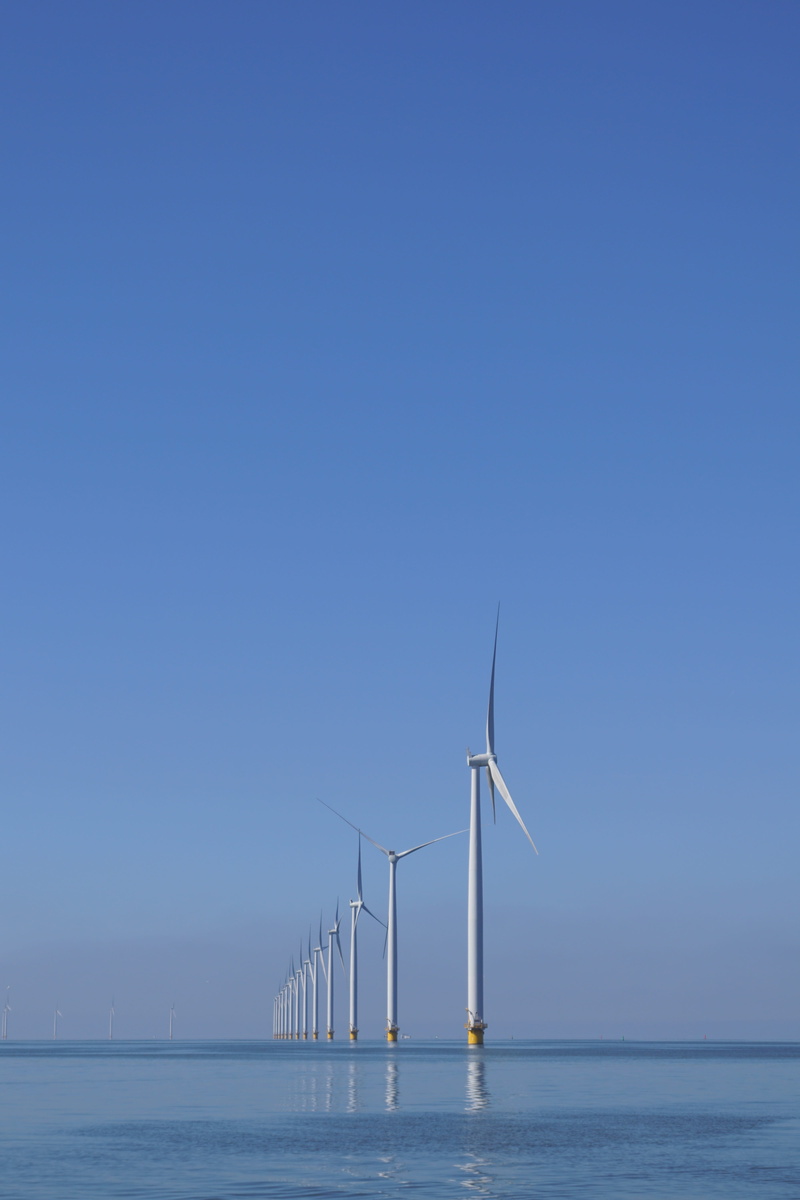 horizon, 5K, wind, turbine, wind power, copy space, fuel and power generation, technology, windmills, lockscreen, blue, water, power supply