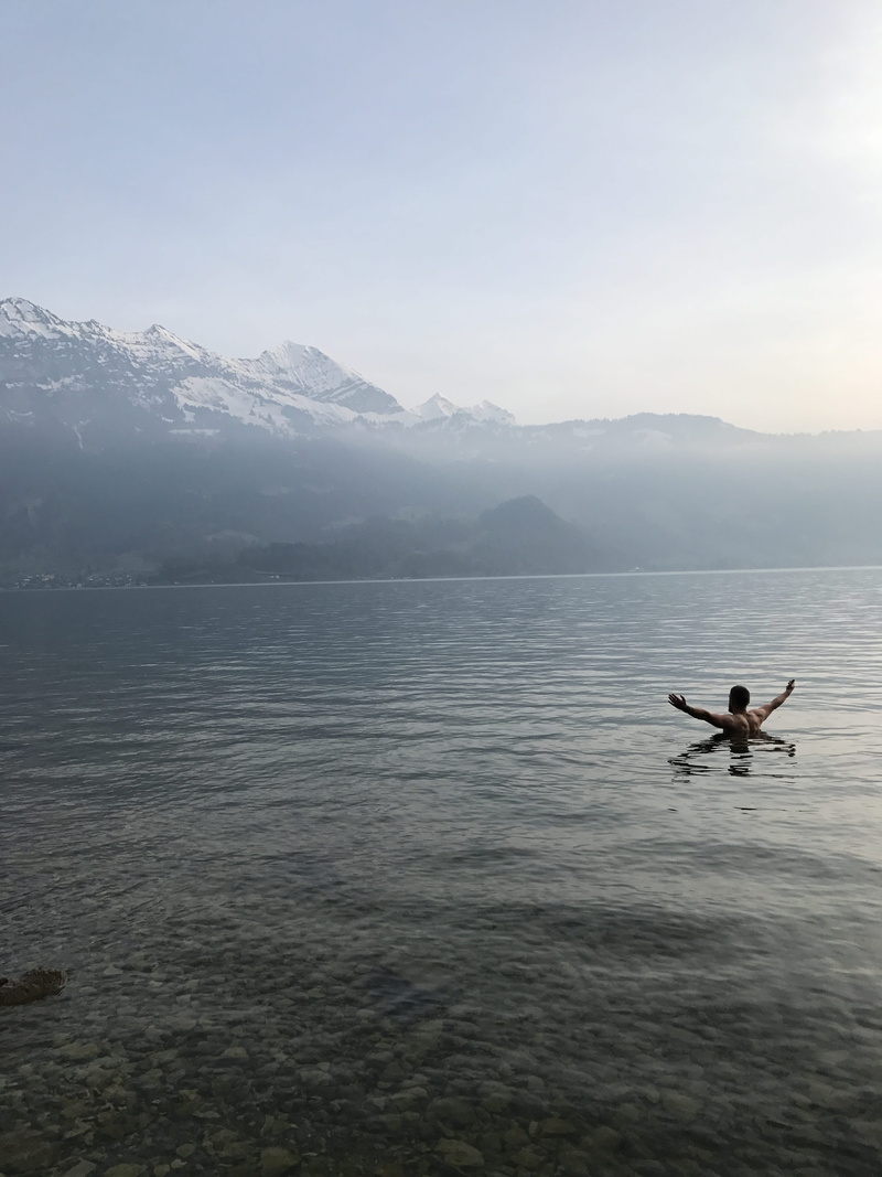 beauty in nature, achievement, landscape, leisure activity, victory, idyllic, sky, scenics - nature, success, swim, tranquility, switzerland, real people