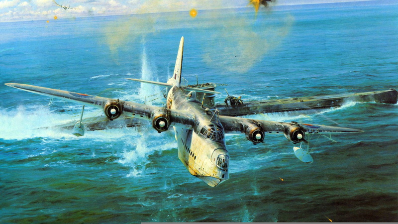 outdoors, Sunderland, U-boat, nautical vessel, attack, war, waterfront, water, Robert Taylor, mode of transportation, plane, transportation, 1080P, motion