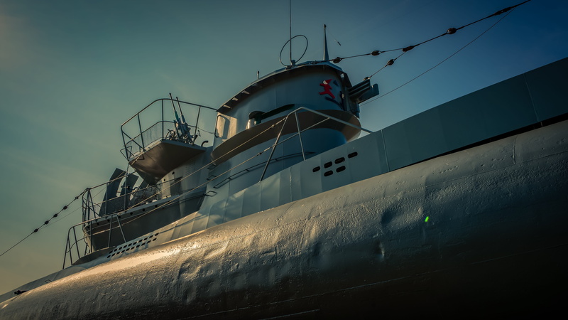 low angle view, air defense, nautical vessel, architecture, weapon, building exterior, no people, mode of transportation, dusk, ship, tower, navy, built structure