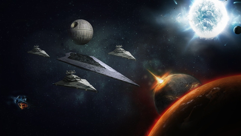 galaxy, planet - space, moon, orbiting, air vehicle, 1080P, night, no people, nature, aggression, wars, Star Wars, star, exploding, astronomy, space, star - space