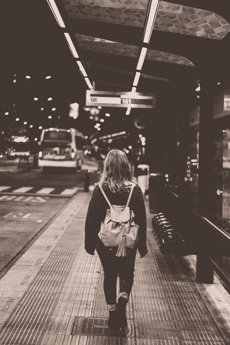 chica, nuñez, outdoors, argentina, transportation, asphalt, colectivo, walking, one person, real people, buenos aires, rear view, calle, 50, railroad station