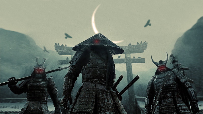 sucker, punch, monsters, moon, 720P, red, samurai, eyes