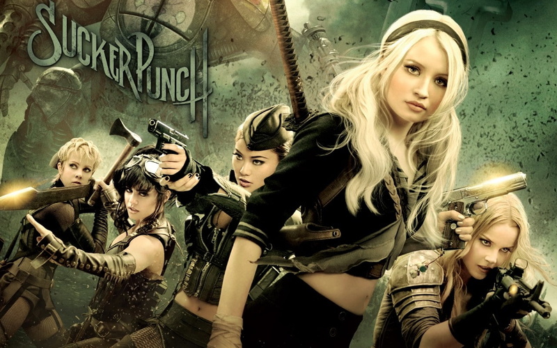 hairstyle, group of people, indoors, looking at camera, hair, human representation, people, women, blond hair, adult, Sucker Punch, movies, portrait, fashion